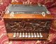 Antique Accordion Musical Instrument Old Vintage Wooden Wood Vulcan Germany Wind photo 2