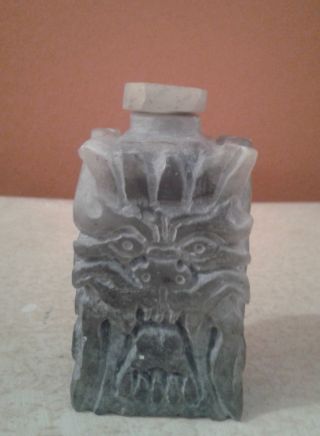 Unique Soapstone Deeply Carved Snuff Bottle Fine Detail,  Great Dragon photo