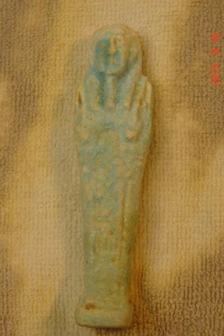 Ancient Egyptian Faience Shabti / Ushabti Statue Figure - 664 Bc photo