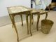 Set Of 3 Gold/ivory Nesting Tables Made In Italy With Waste Basket Post-1950 photo 2