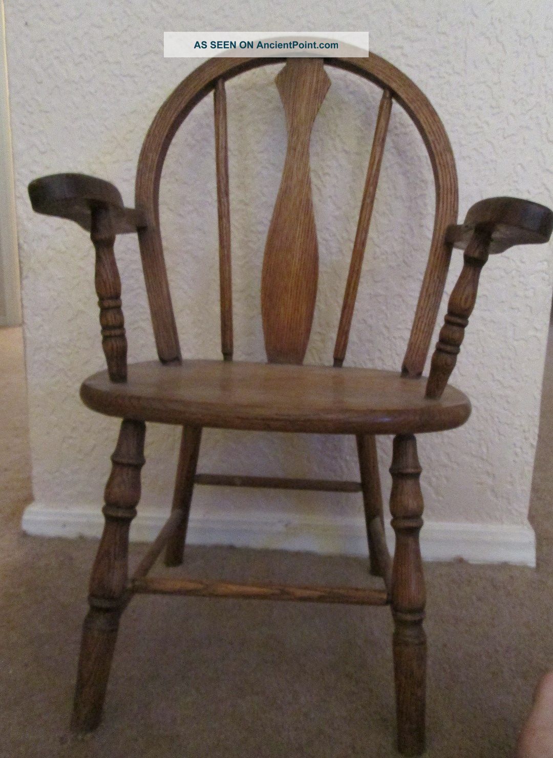 Vintage Antique Child Oak Arm Chair