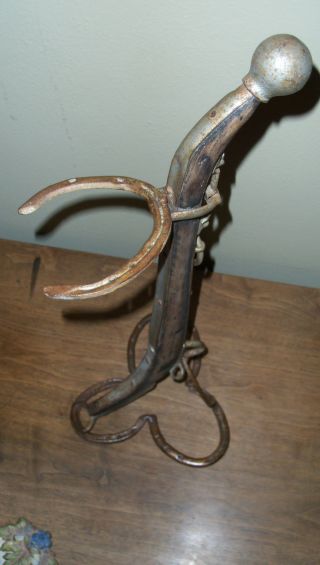 Old Folk Art Cane Stand - Lucky Clover Leaf Base - Horse Shoes & Hame photo