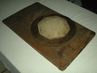 3 Antique 1700s - Early1800 Primitive Cutting Board Rectangle Round Octagonal Vafo photo