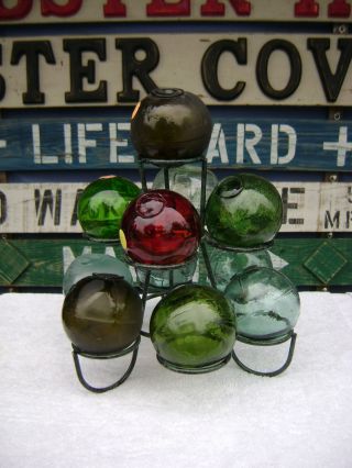 Metal Glass Float Ball Buoy Holder Holds 11 Floats photo