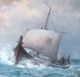 Signed Antique Oil Of Boat At Sea By Listed Artist Nels Hagerup (22 