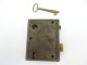 Antique Old Metal Iron Brass Door Deadbolt Lock Assembly With Brass Skeleton Key Other photo 7