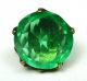 Antique Faceted Green Glass Jewel In Open Brass Setting Buttons photo 2