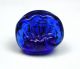 Antique Charmstring Glass Button Cobalt Blue Fancy Sea Shell Mold Swirl Back Buttons photo 1