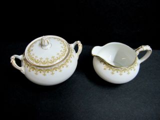 Antique Victorian C A Charles Ahrenfeldt Depose Limoges Creamer & Sugar Bowl Set photo