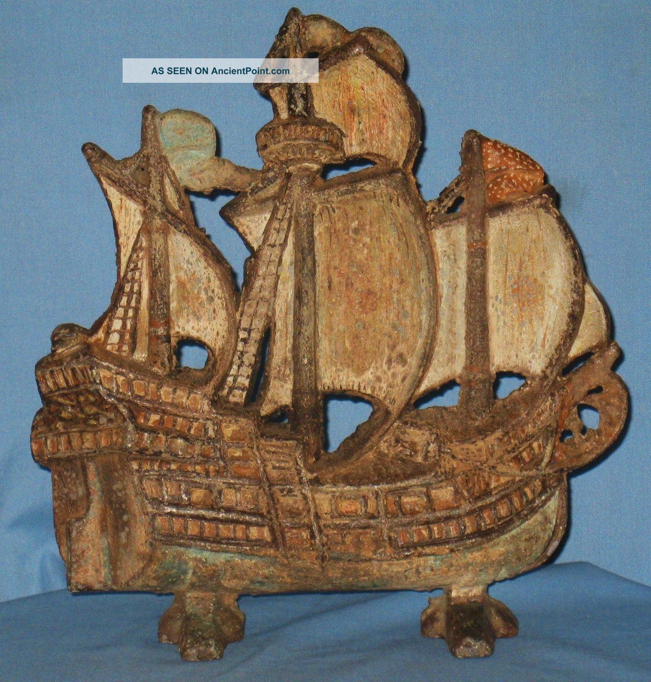 Collectible Cast Metal Doorstop Example Of 17th Century Mayflower Sailing Ship Metalware photo