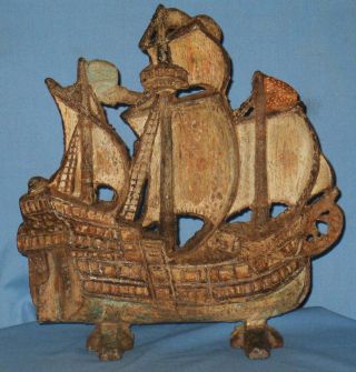 Collectible Cast Metal Doorstop Example Of 17th Century Mayflower Sailing Ship photo