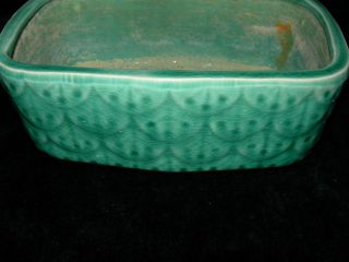Antique Vintage Quart Rectangular Pot Primitive Ceramic Pottery Green Planter photo
