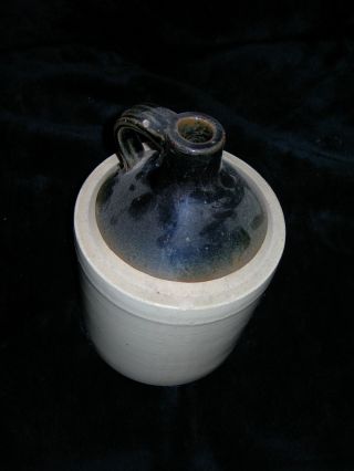 Antique Vintage Gallon Moonshine Jug Primitive Ceramic Pottery Two Tone Color photo