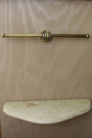 1930 - 35 Art Deco ' Machine Age ' Towel Bar W/solid Marble Wall Mount Table 2 Pcs. photo