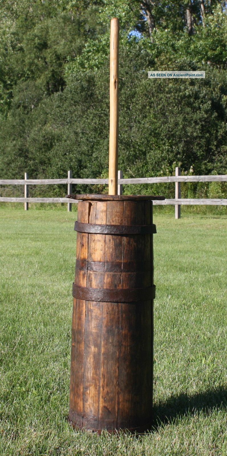 Antique Primitive Staved Wooden Butter Churn; 19th Century Staved Pine Barn Find Primitives photo