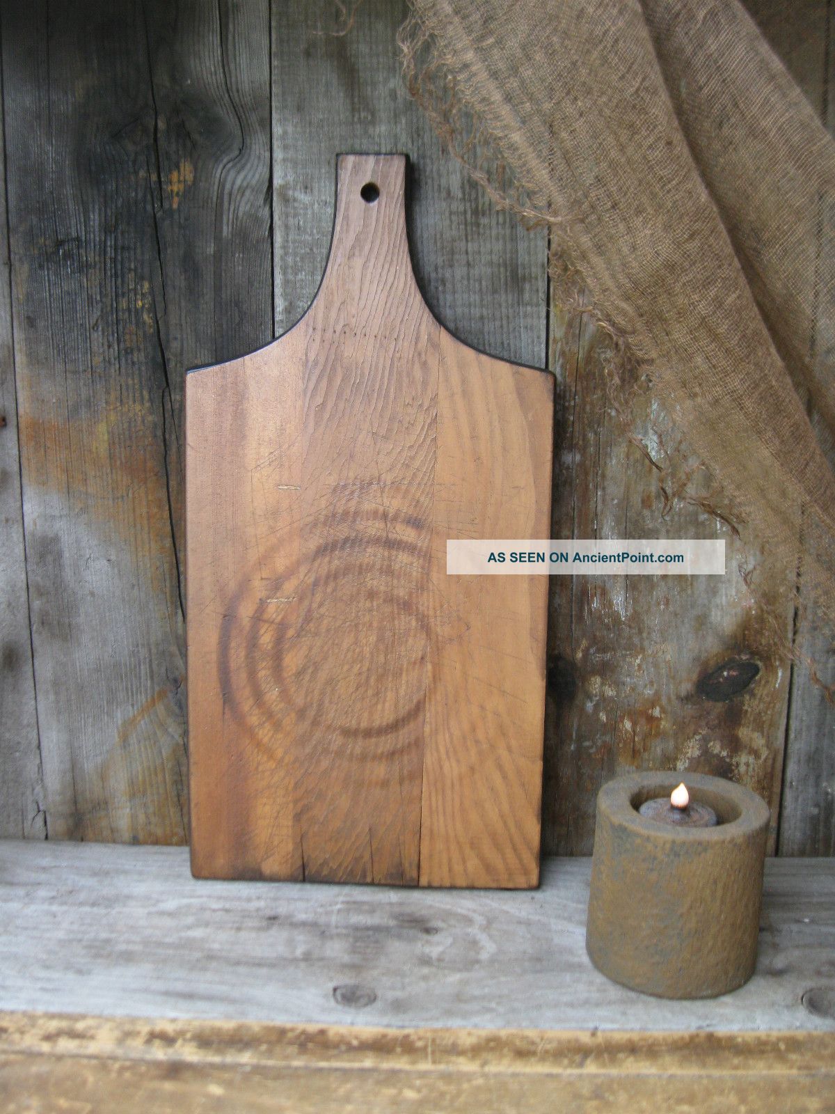 Primitive Antique Bread Board Lamp Black Milk Paint Primitives photo