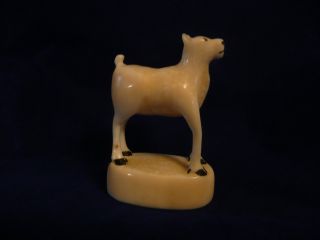 Authentic Alaskan Natve Carved Scrimshawed Figurine Faux Ivory Caribou Vintage photo