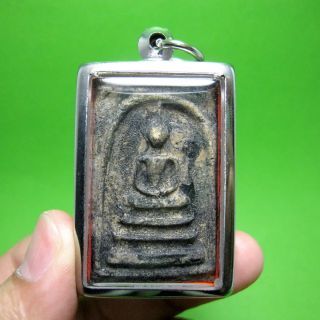 Black Clay Phra Somdej Wat Rakang Famous Thai Wealth Buddha Amulet photo