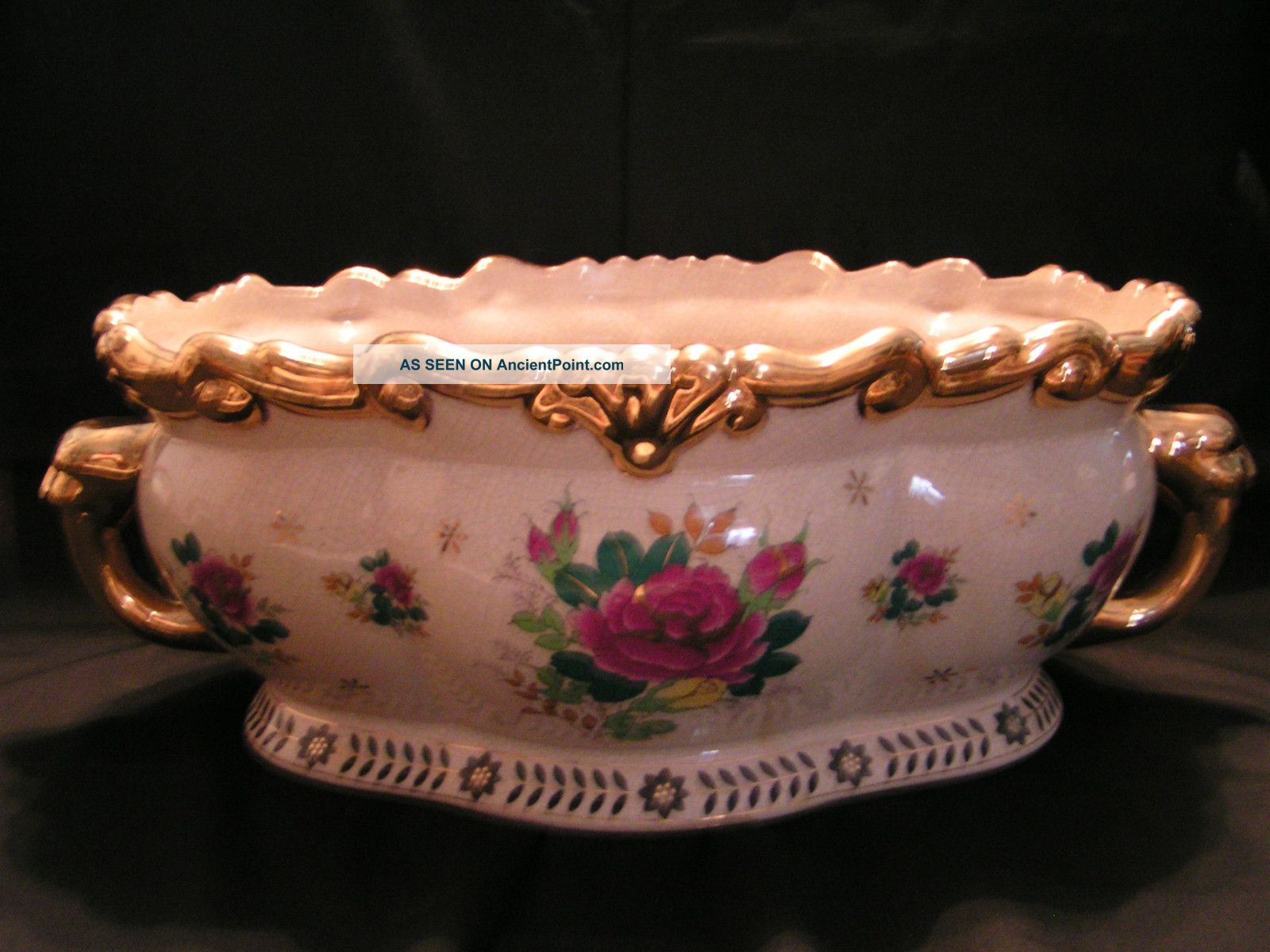 Old Ceramic Large Bowl With Gold Trimings Bowls photo