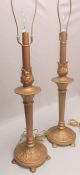 Vintage Pair Hollywood Regency Metal Tole Gold Gilt Ornate Table Lamps Shabby Lamps photo 1