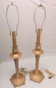 Vintage Pair Hollywood Regency Metal Tole Gold Gilt Ornate Table Lamps Shabby Lamps photo 5