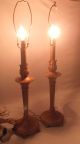 Vintage Pair Hollywood Regency Metal Tole Gold Gilt Ornate Table Lamps Shabby Lamps photo 6