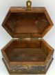 Collectible Vintage Hexagonal Shaped Brass And Wood Jewelry Box Boxes photo 5