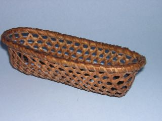 Antique Miniature Splint Sewing Basket - Shaker Or Ne Native Am.  Hexagon Weave photo