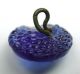 Antique Charmstring Glass Button Cobalt Blue Candy Mold Pebble Back Buttons photo 2