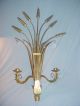 Vintage Italian Gilt Toleware Wheat & Prisms Wall Candle Holder Toleware photo 2