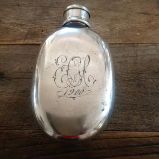 Antique Victorian Pewter Flask photo