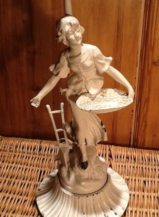 French Jardinier La Semeuse Figural Spelter Lamp - Country French photo