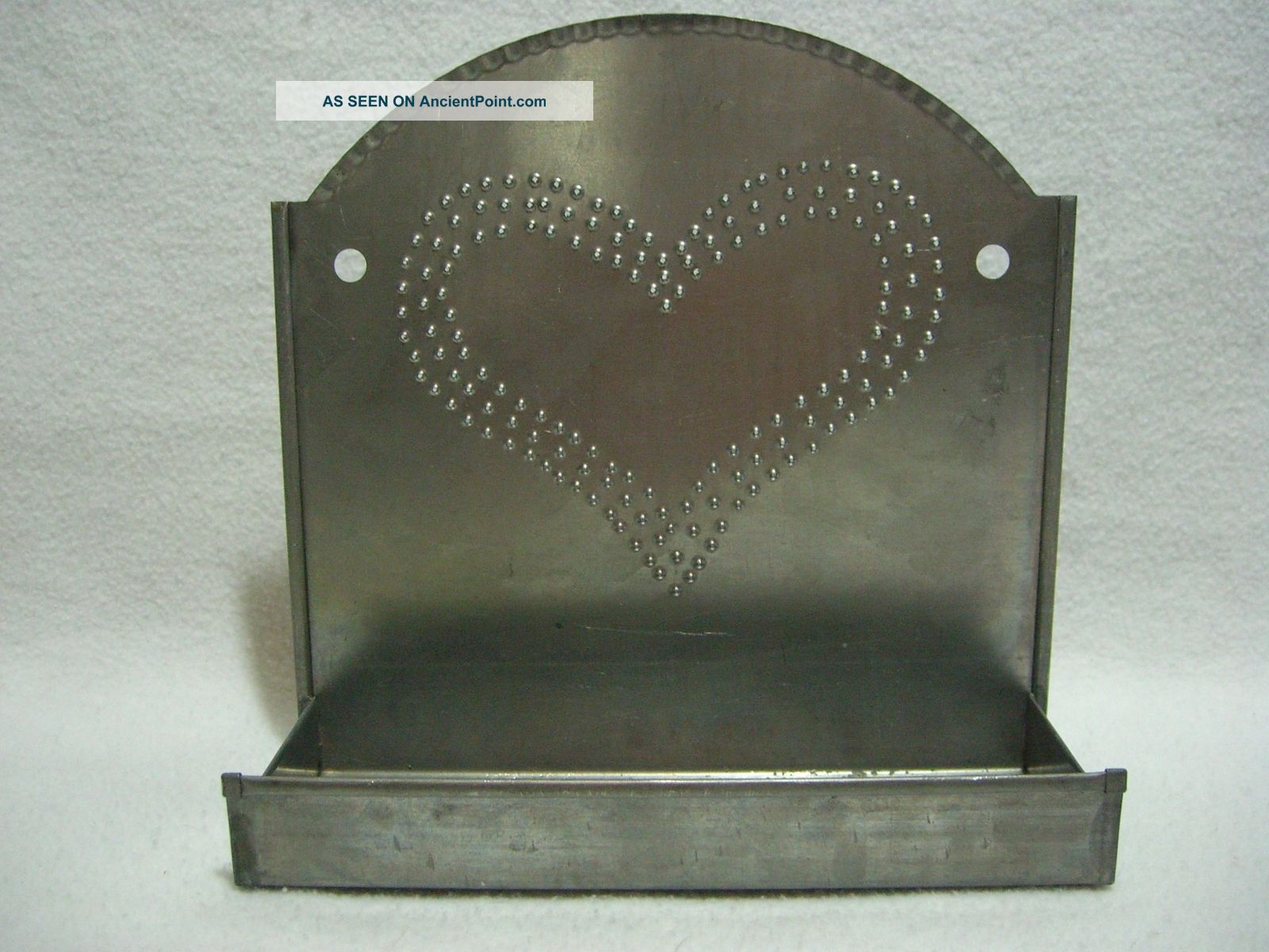 Primitive Tin/metal Punched Tin Barber Comb Brush Holder Box Wall Pocket Primitives photo