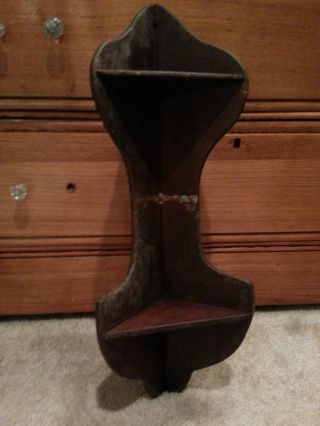 Primitive Vintage Farmhouse Wooden Shelf 2 Tier Corner Shelf Cubby Distressed photo