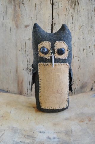 Tall Primitive Handmade Stand Alone Folk Art Owl For Fall Halloween Decor Sitter photo