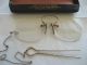 Antique Pince Nez Childs Eyeglasses Rimless W/ Hair Pin Chain In Orig Case Optical photo 1