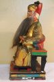 Vintage Chinese Wooden Bearded Old Man Statue Hand Carved Solid Wood Statue Men, Women & Children photo 4