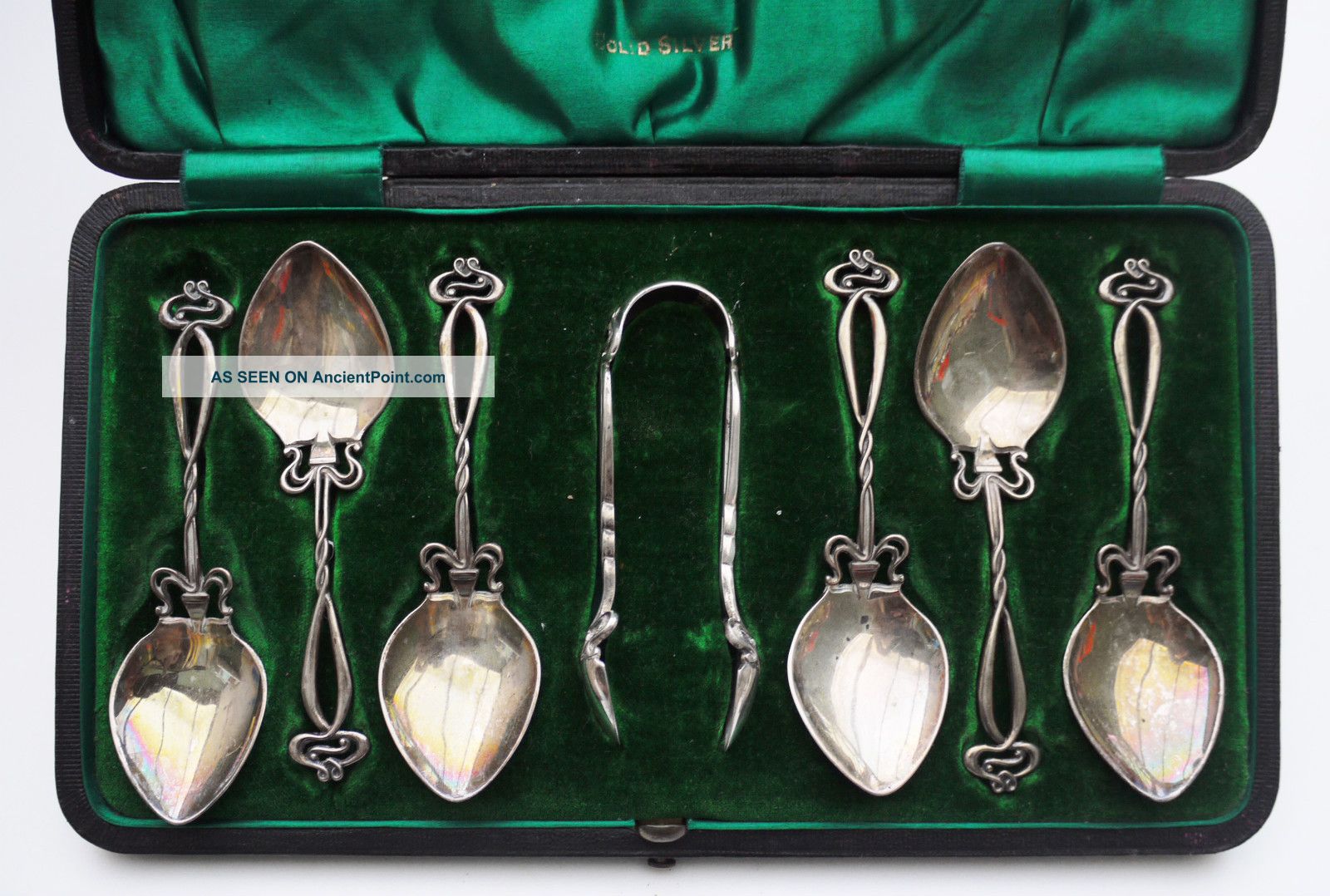 Antique English Liberty Style Art Nouveau Silver Hukin & Heath Sugar Spoon Tongs Other photo