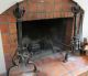 C.  1915 English Arts & Crafts Hand Wrought Iron Andirons W/ Pine Cone Motif Fireplaces & Mantels photo 9