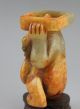 Old Chinese Hetian Jade Carved Monkey Brought Peaches Statue 