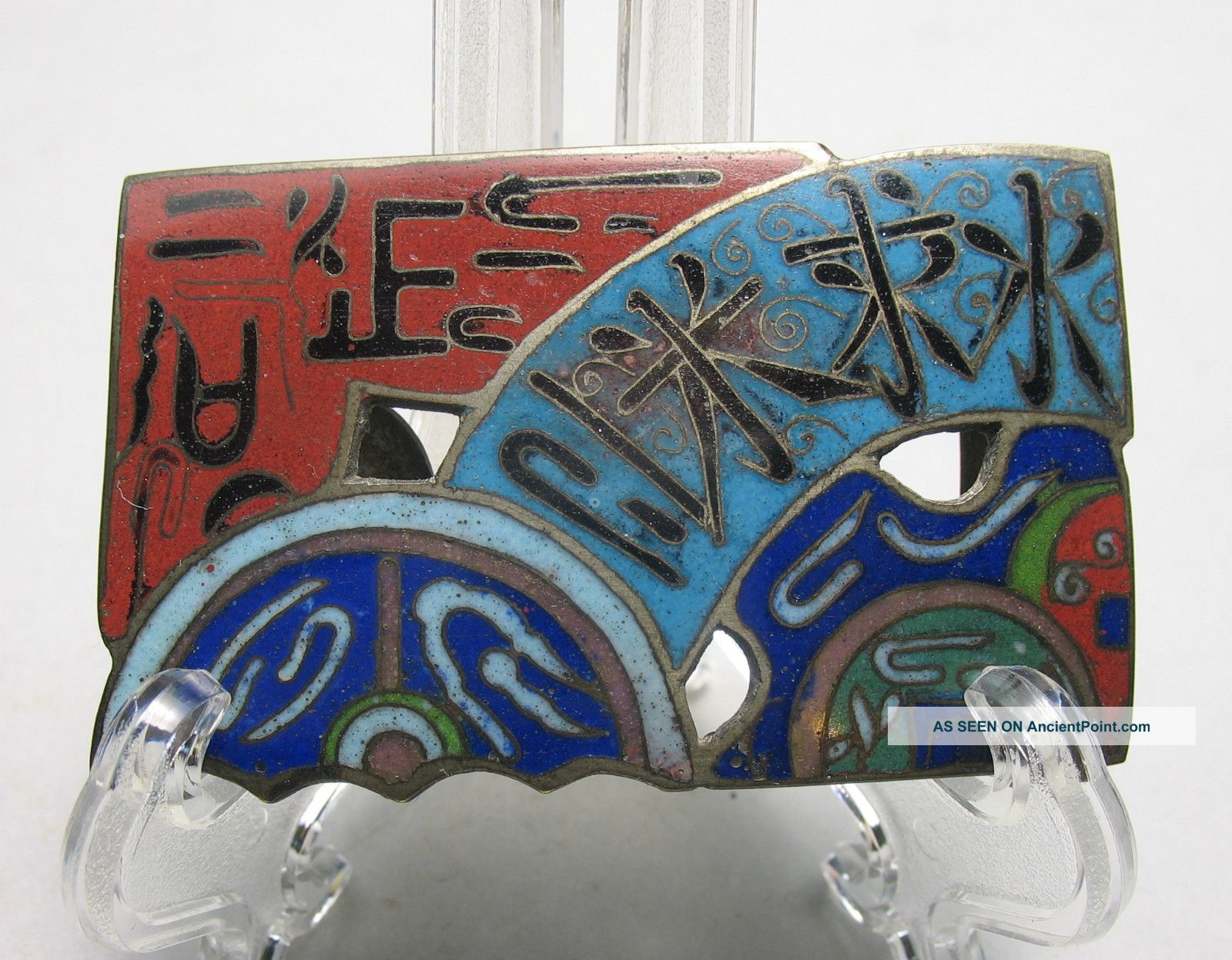 Exceptional Japanese Champleve & Cloisonne Reticulated Silver Buckle Other photo