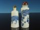 Two 19th C.  Chinese Blue And White Snuff Bottles,  Dragon And Lion Decoration Snuff Bottles photo 1