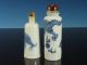Two 19th C.  Chinese Blue And White Snuff Bottles,  Dragon And Lion Decoration Snuff Bottles photo 2