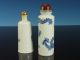 Two 19th C.  Chinese Blue And White Snuff Bottles,  Dragon And Lion Decoration Snuff Bottles photo 3