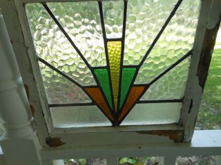 L8c Older & Pretty Multi - Color English Leaded Stained Glass Window photo