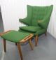 Hans Wegner Style Papa Bear Chair & Ottoman Mid - Century Danish Modern Eames Era Mid-Century Modernism photo 3