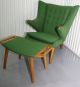Hans Wegner Style Papa Bear Chair & Ottoman Mid - Century Danish Modern Eames Era Mid-Century Modernism photo 8