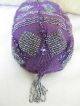 Antique Victorian Steel Beaded Purple Hand Crochet Reticule Drawstring Purse Victorian photo 2