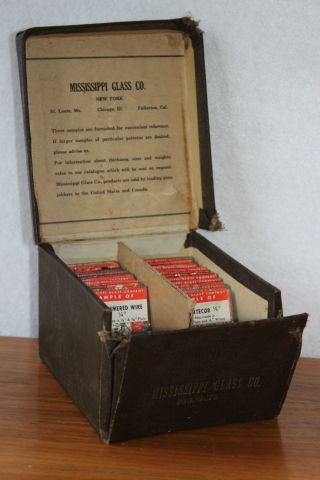 Antique Mississippi Glass Co.  Advertising Salesmans Display Case Box And Samples photo