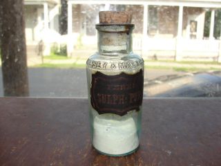 Aqua Three Piece Mold Keasby & Mattison Medicine Bottle With Label photo